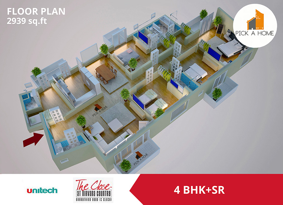 4 BHK + Servant Room  (2939 sqFT) apartments for sale/rent in Unitech Limited UNITECH THE CLOSE NORTH, NIRVANA COUNTRY I