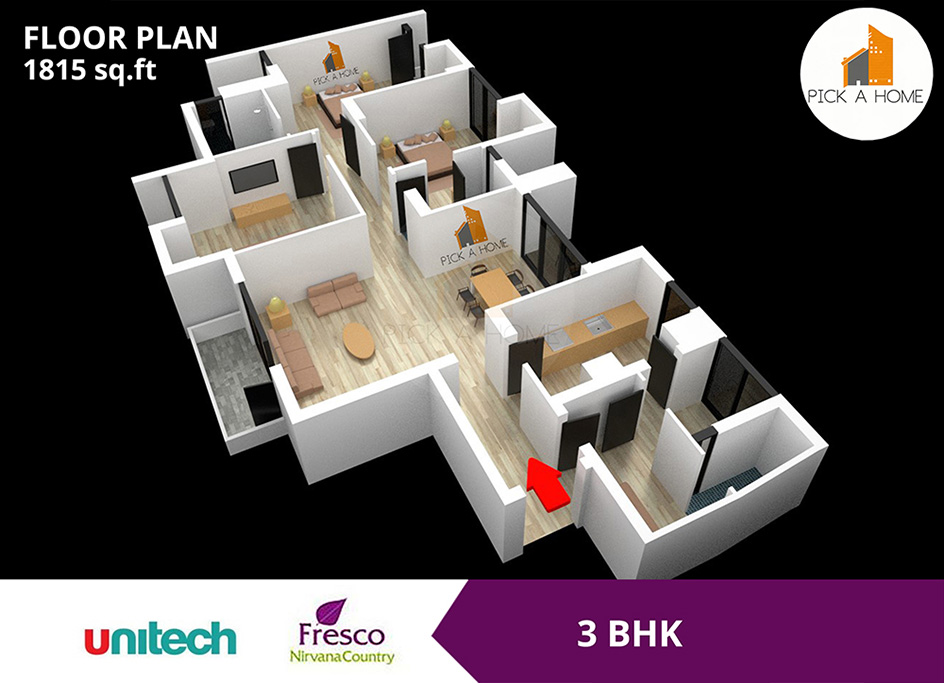 3 BHK (1815 sqFT) apartments for sale/rent in Unitech Limited UNITECH FRESCO, NIRVANA COUNTRY I