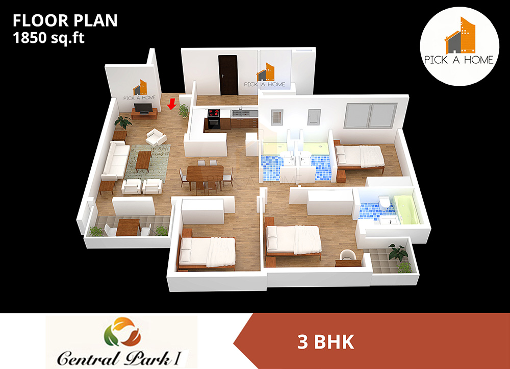 3BHK (1850 sqFT) apartments for sale/rent in Sweta Estates Pvt. Ltd SWETA CENTRAL PARK I, Sector 42