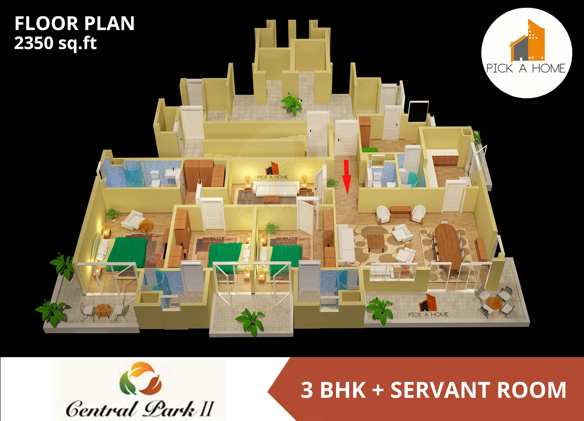 3 BHK + Servant (2350 sqFT) apartments for sale/rent in Sweta Estates Pvt. Ltd SWETA CENTRAL PARK II, SOHNA ROAD
