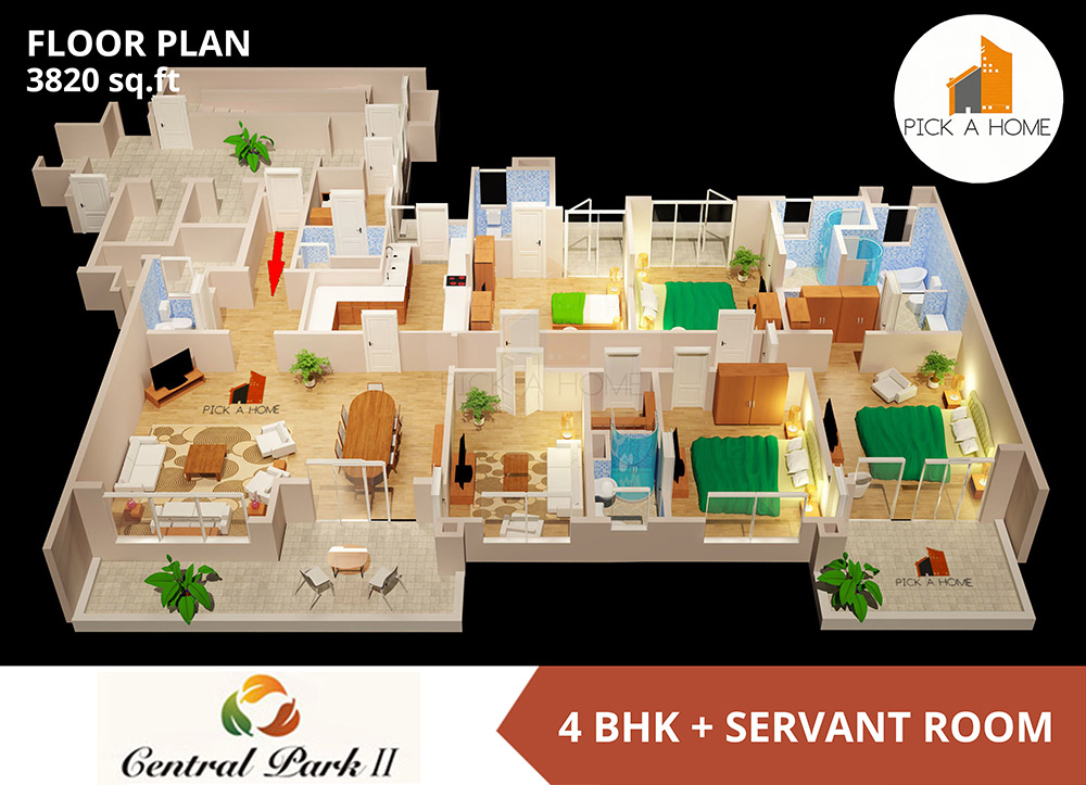 4 BHK + Servant (3820 sqFT) apartments for sale/rent in Sweta Estates Pvt. Ltd SWETA CENTRAL PARK II, SOHNA ROAD
