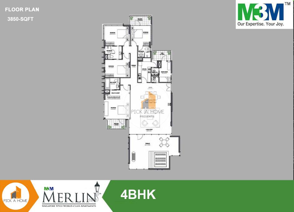 4BHK (3850 sq.ft) apartments for sale/rent in M3M India Limited M3M MERLIN, 
