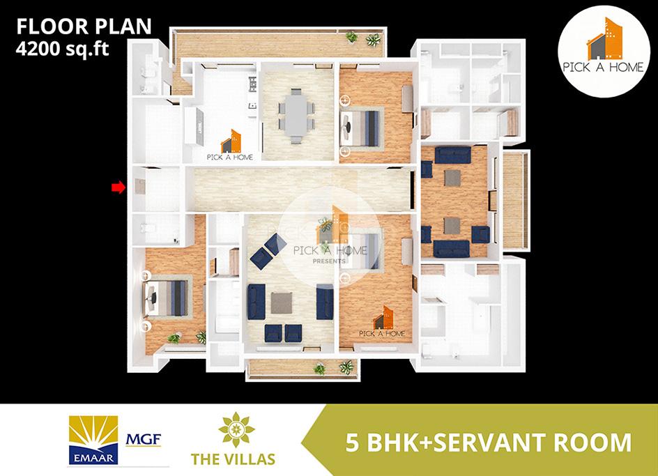 5 BHK + S.R. (4500 sqFT) apartments for sale/rent in Emaar MGF Land Limited EMAAR MGF THE VILLAS , DLF PHASE 2