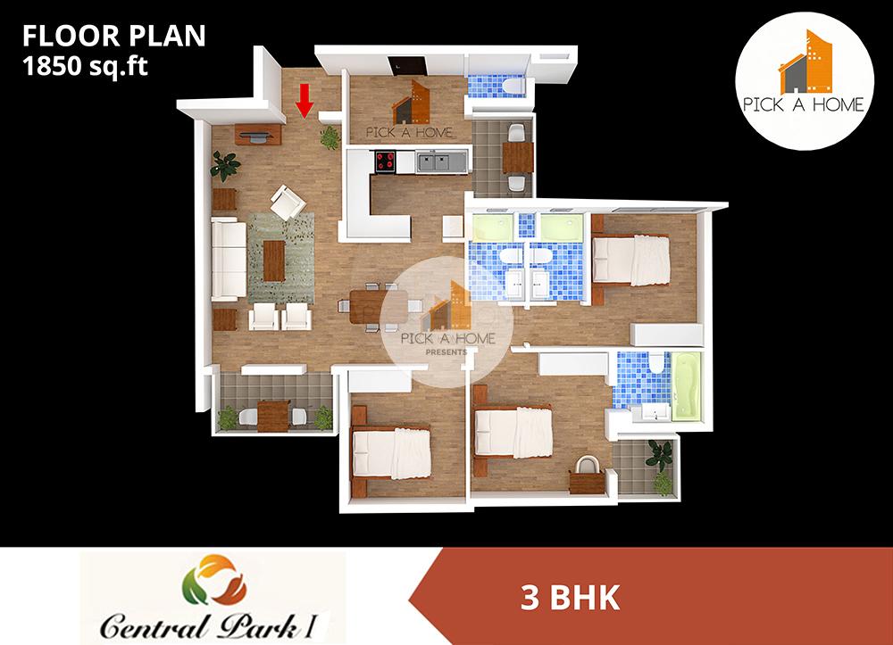 3BHK (1850 sqFT) apartments for sale/rent in Sweta Estates Pvt. Ltd SWETA CENTRAL PARK I, Sector 42