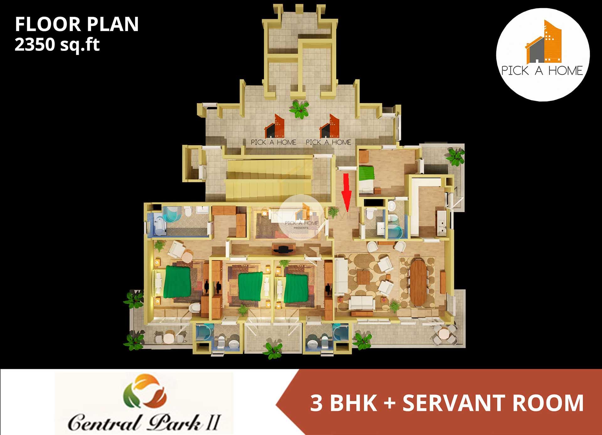 3 BHK + Servant (2350 sqFT) apartments for sale/rent in Sweta Estates Pvt. Ltd SWETA CENTRAL PARK II, SOHNA ROAD