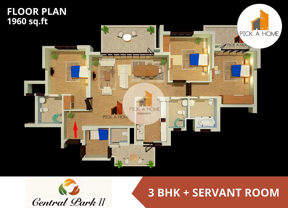 3 BHK + Study  (1960 sqFT) apartments for sale/rent in Sweta Estates Pvt. Ltd SWETA CENTRAL PARK II, SOHNA ROAD